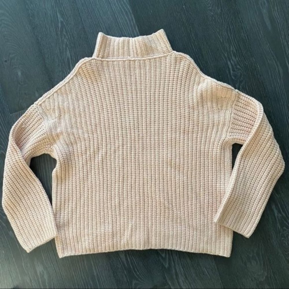 Vince Lofty Rib Knit Drop Sleeve Wool & Cashmere Blend Chunky Turtleneck Sweater - Picture 13 of 16